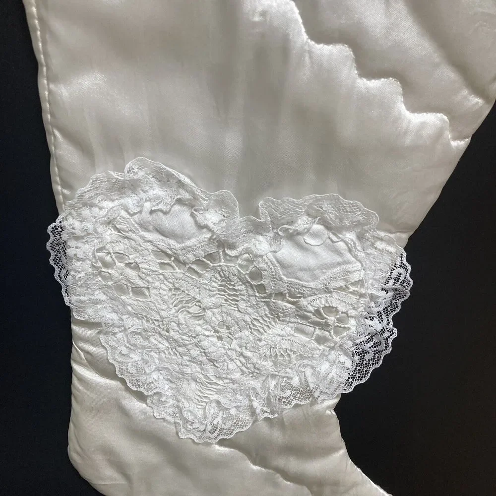 Christmas Stocking Shabby Chic White Vintage‎ Lace Handmade 20